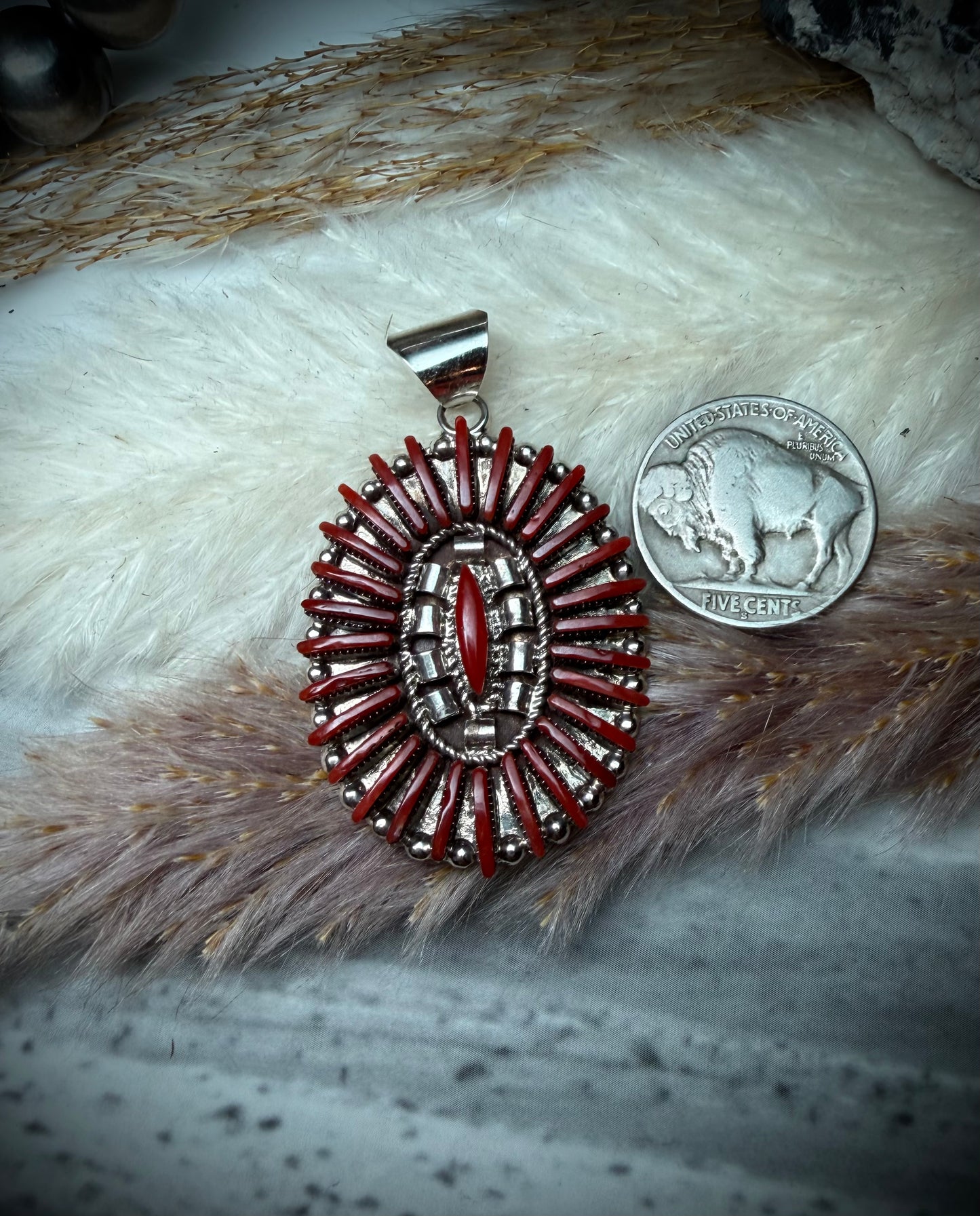 Carla Laconsello Red Coral Pendant (Oval)