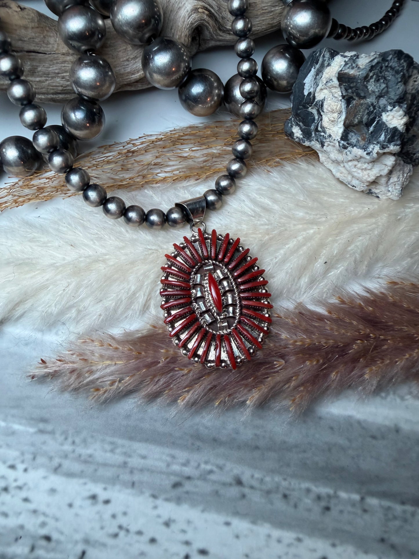 Carla Laconsello Red Coral Pendant (Oval)