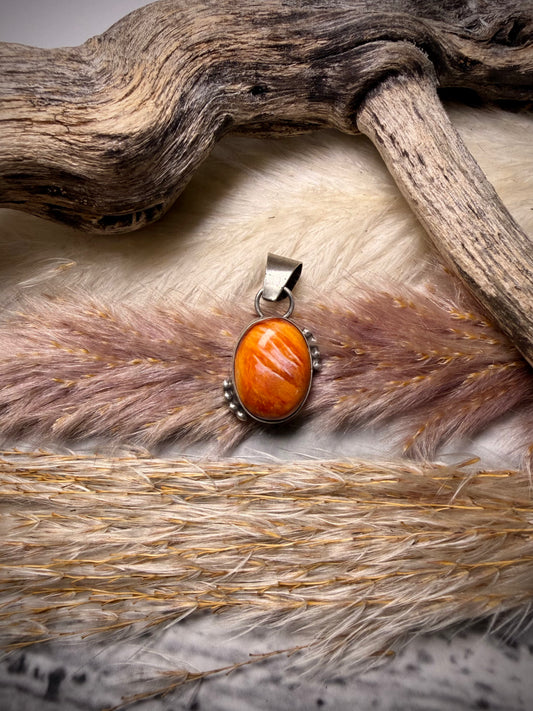 Dainty Orange Spiny Pendant