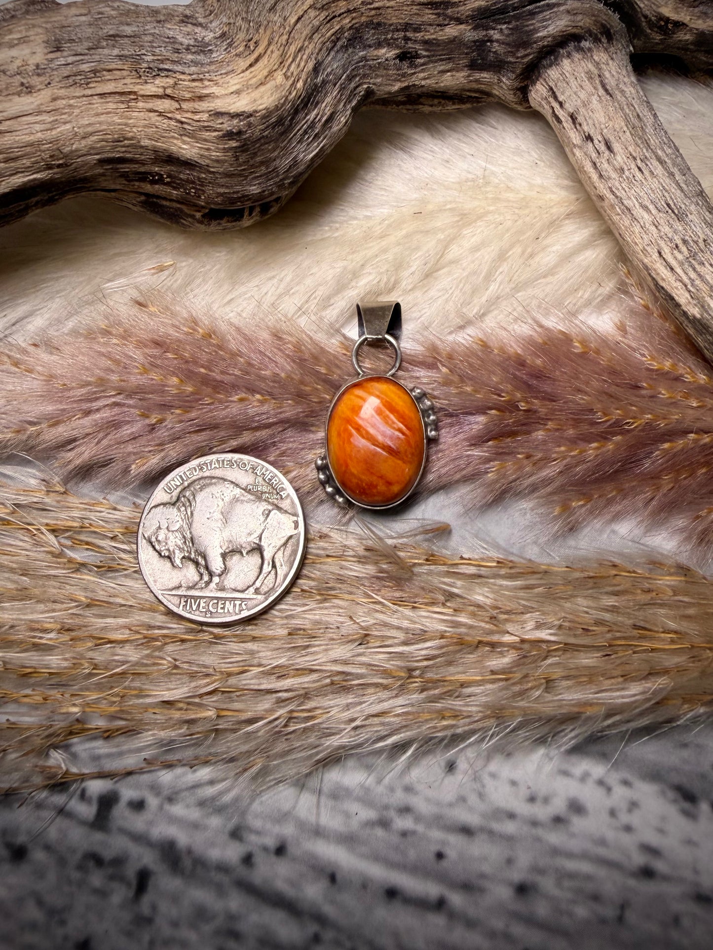 Dainty Orange Spiny Pendant