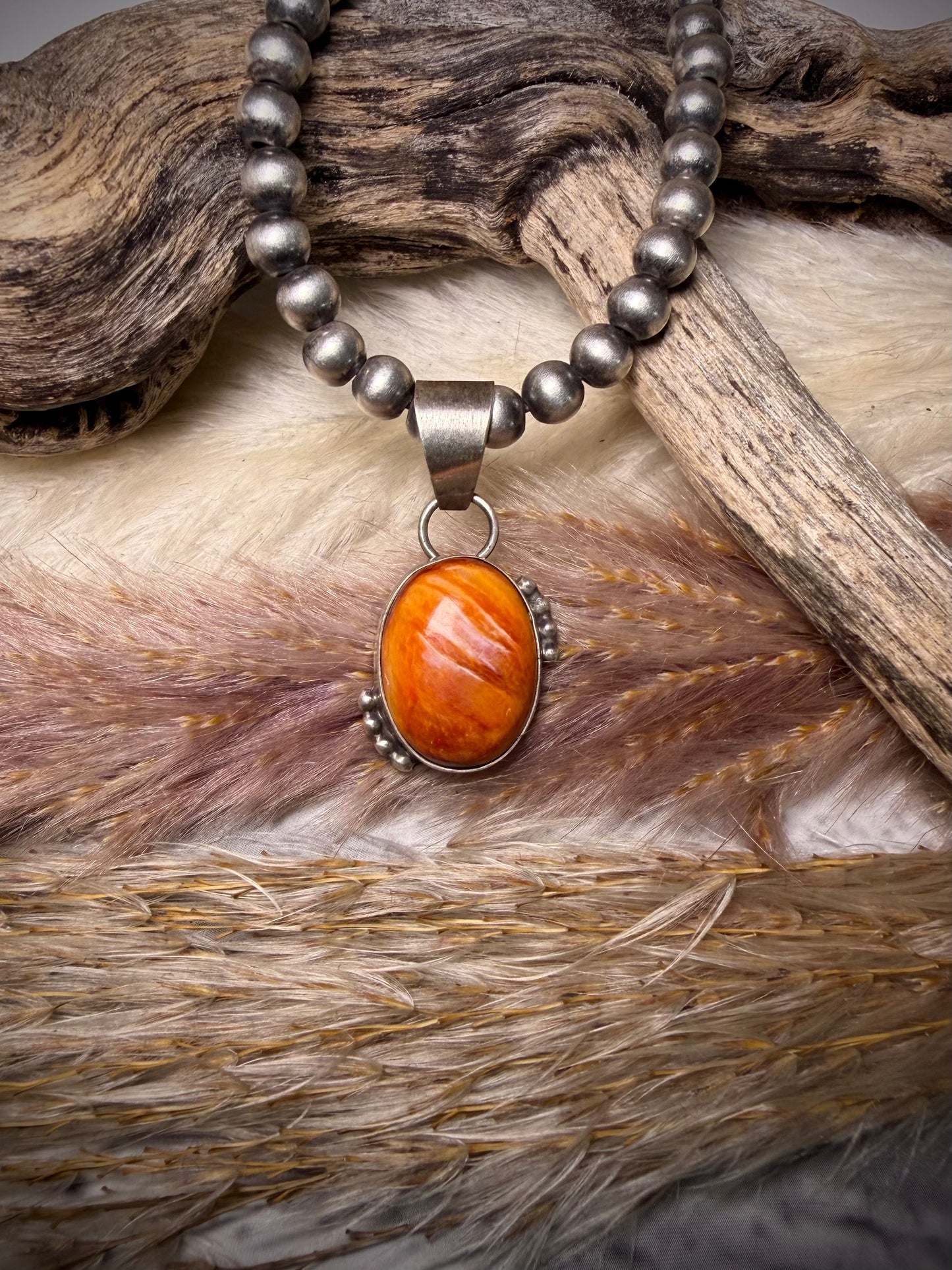 Dainty Orange Spiny Pendant