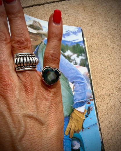 Faceted Abalone Heart Ring- 7
