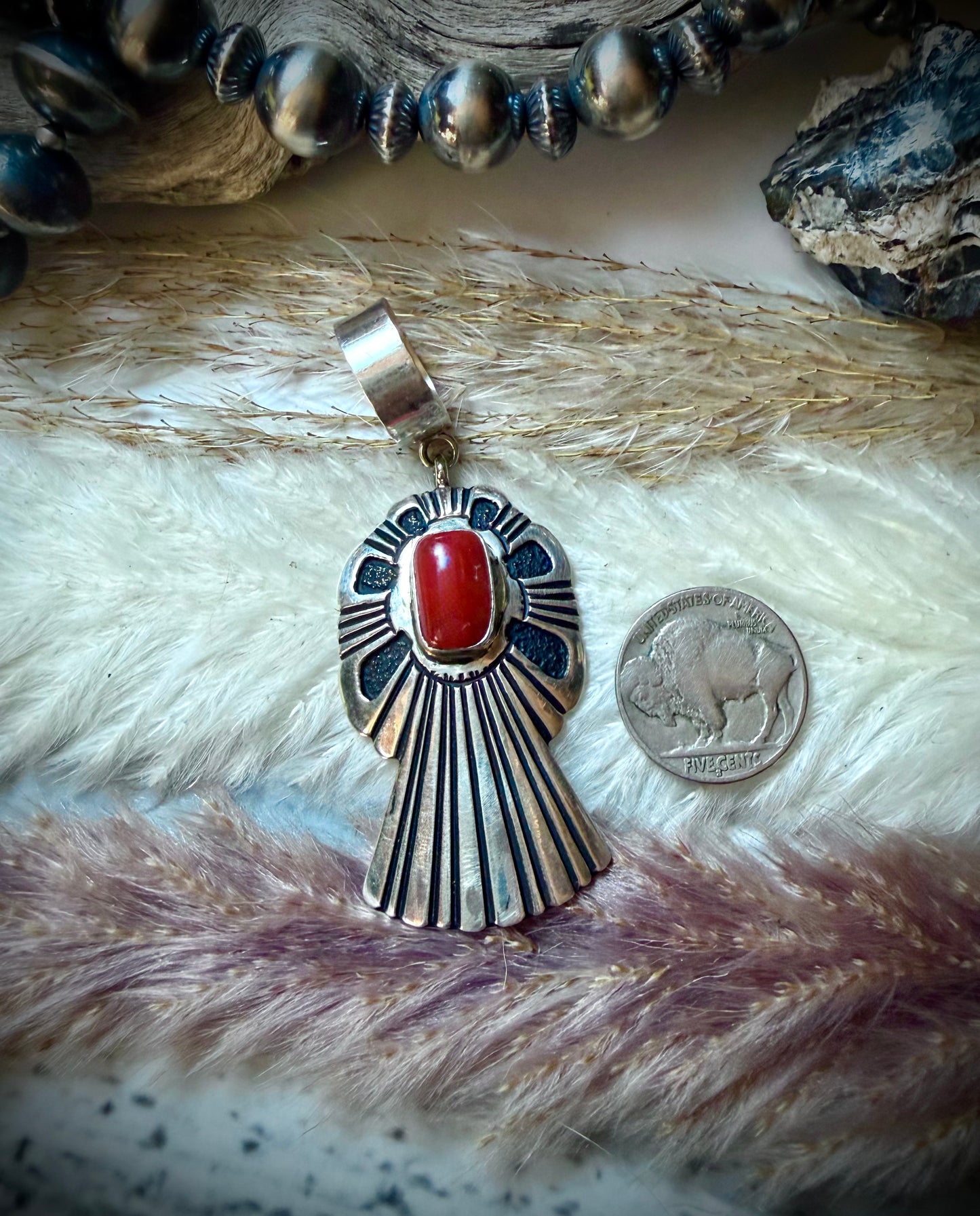 TR Singer Red Coral Angel Pendant