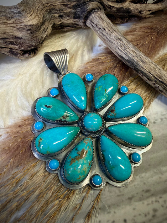 Huge Thunder Creek Turquoise Cluster Pendant