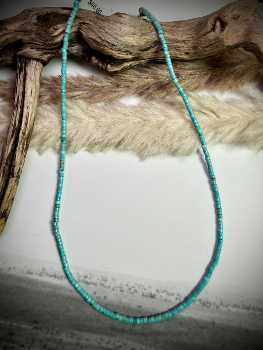 16" Dainty Turquoise Heishi Necklace