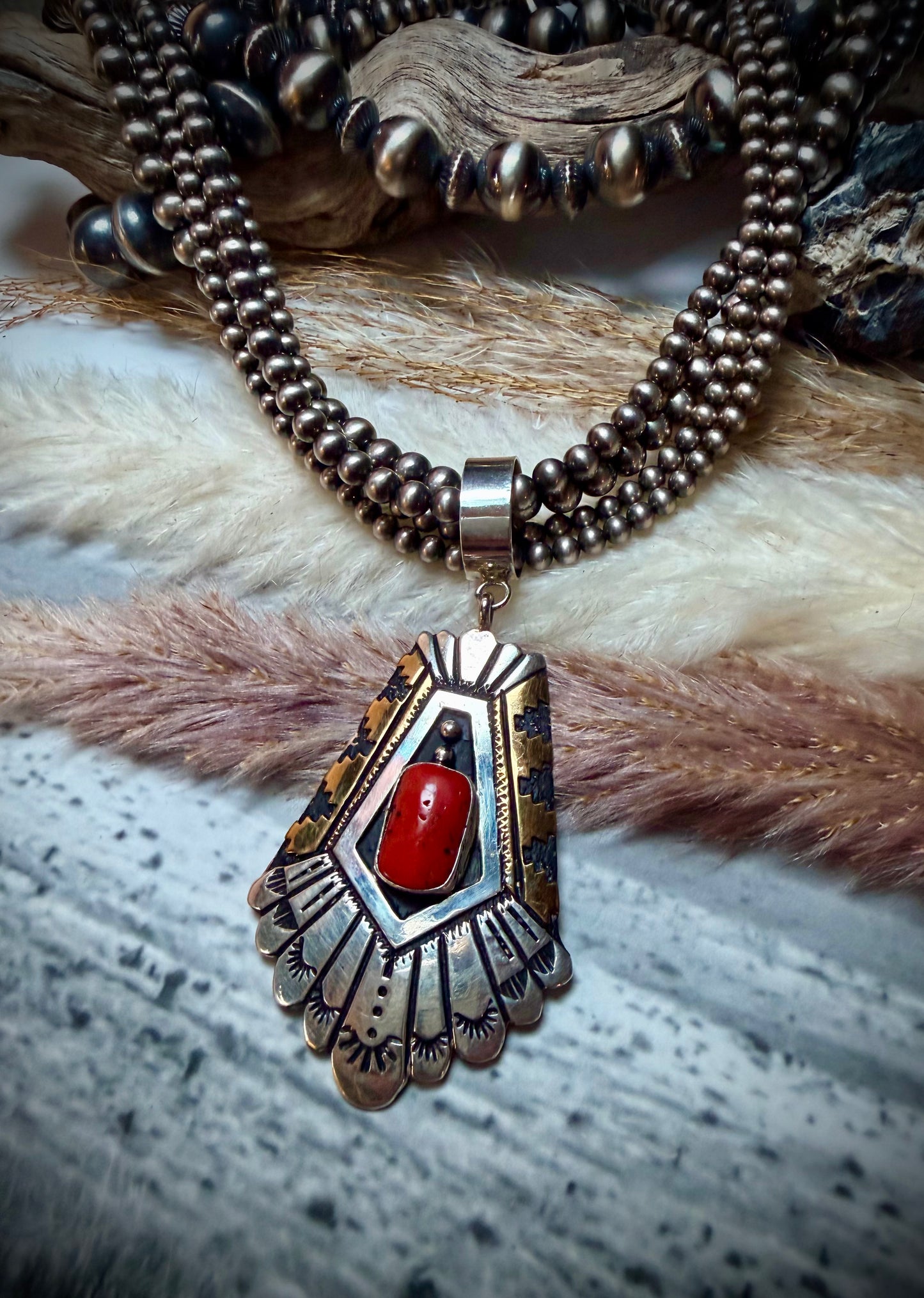 TR Singer Red Coral Pendant