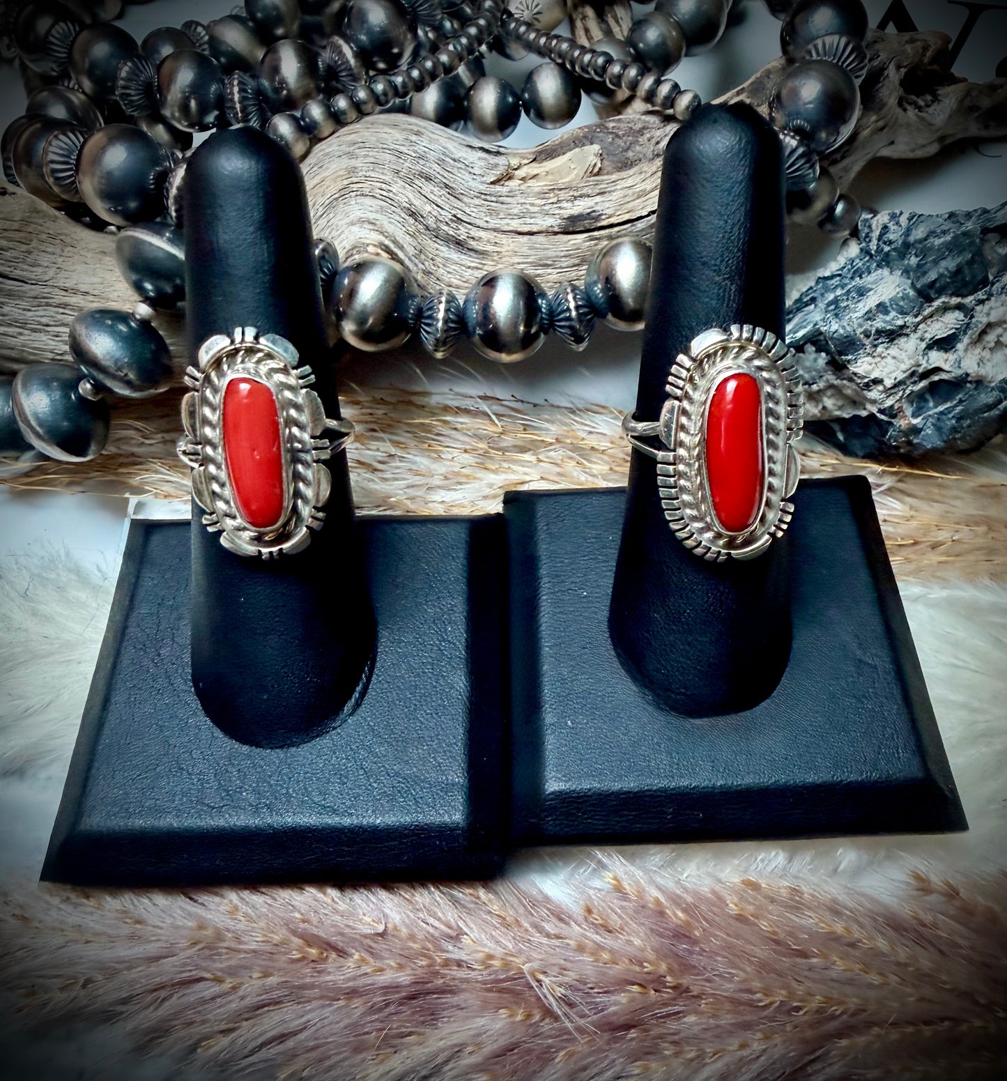 Single Stone Red Coral Ring