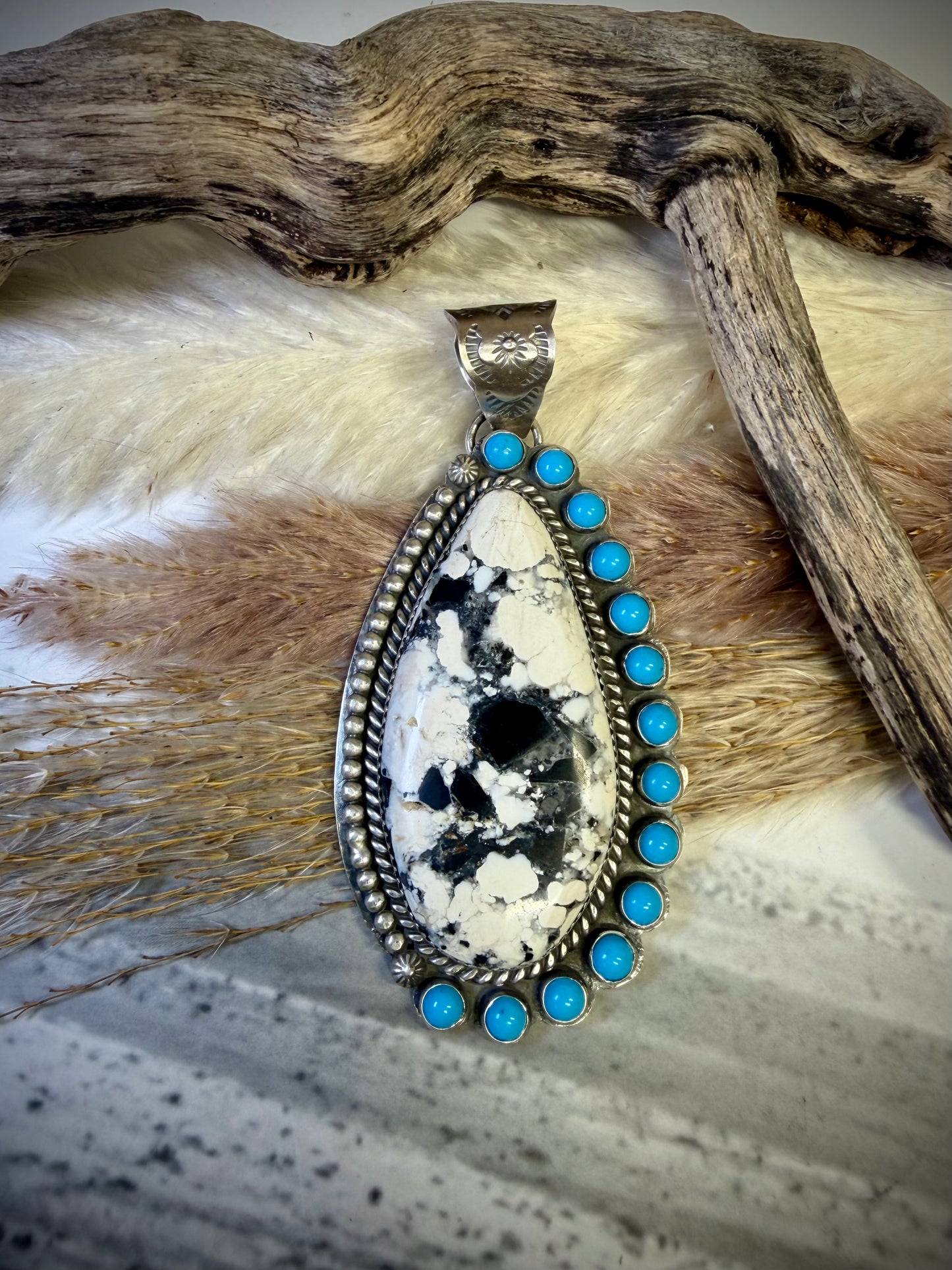 White Buffalo & Sleeping Beauty Pendant
