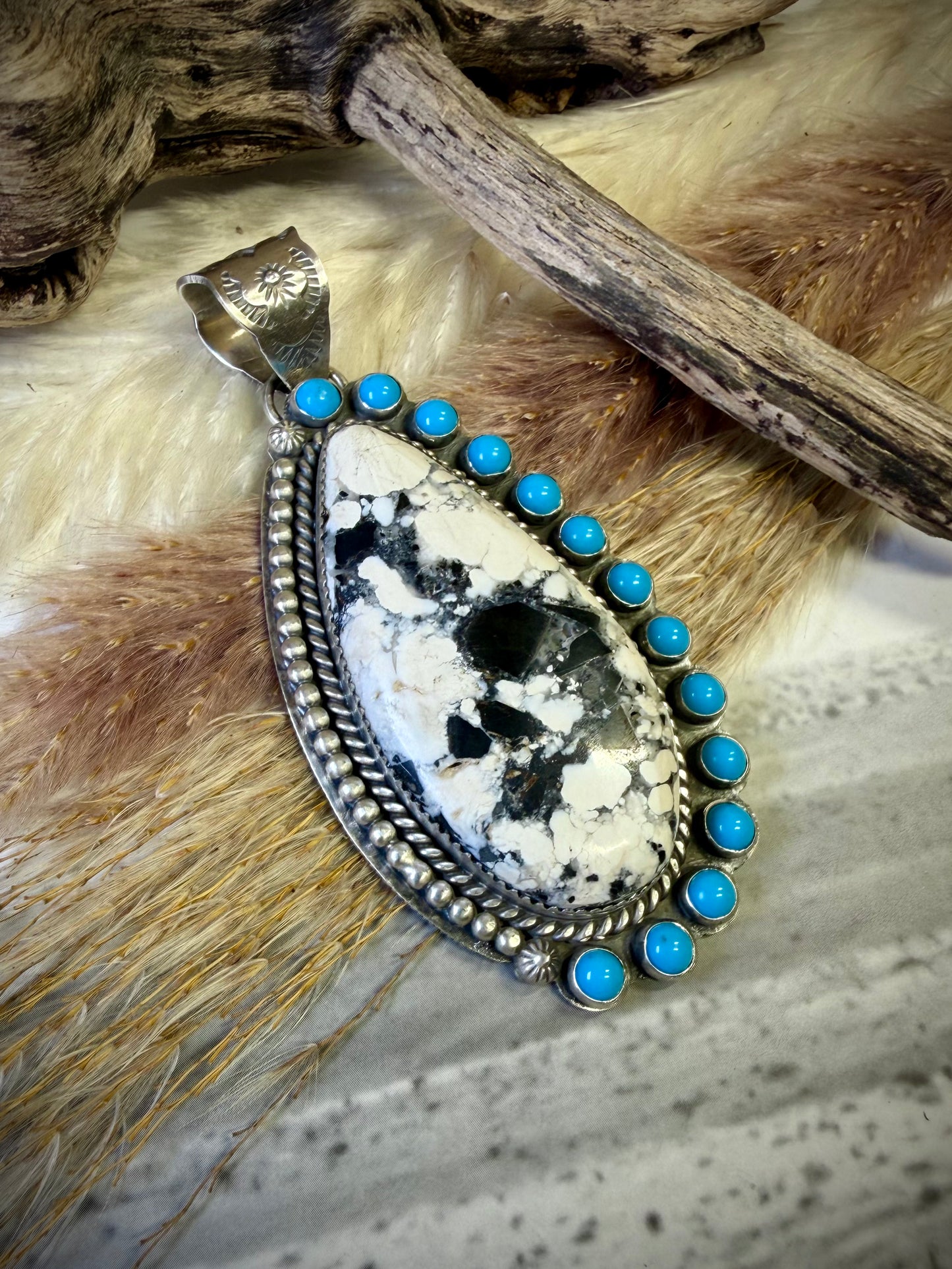 White Buffalo & Sleeping Beauty Pendant