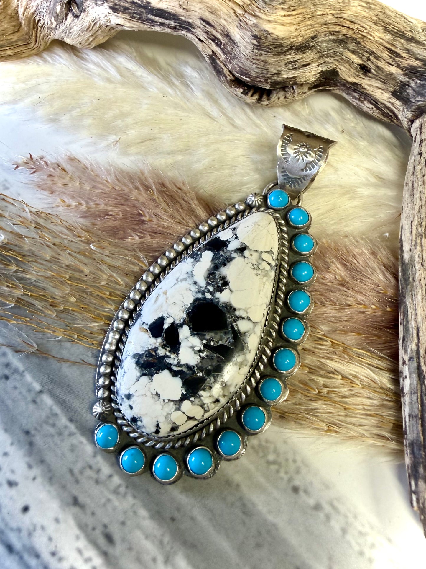 White Buffalo & Sleeping Beauty Pendant