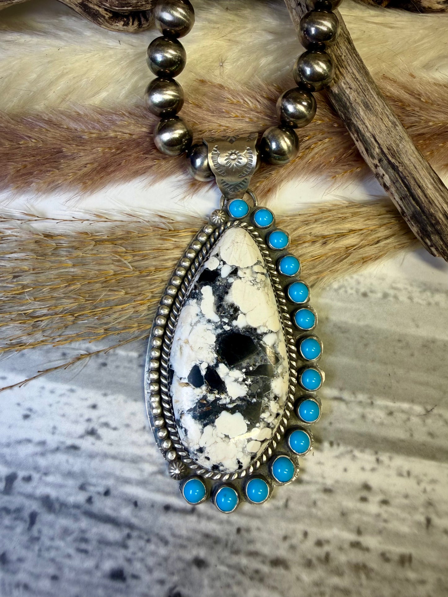 White Buffalo & Sleeping Beauty Pendant