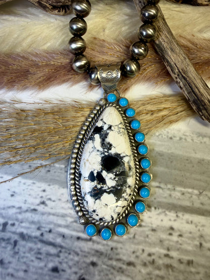 White Buffalo & Sleeping Beauty Pendant