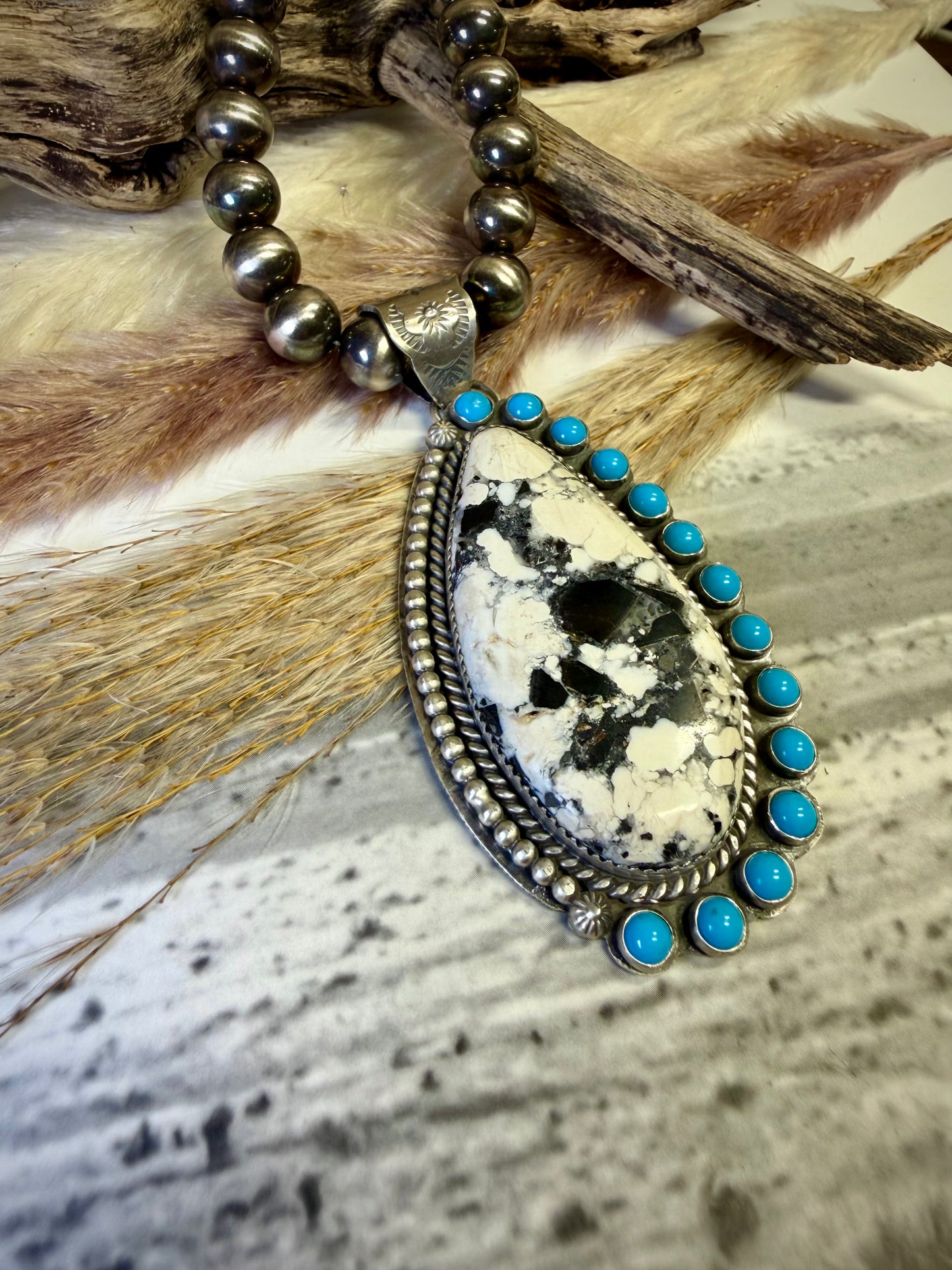 White Buffalo & Sleeping Beauty Pendant