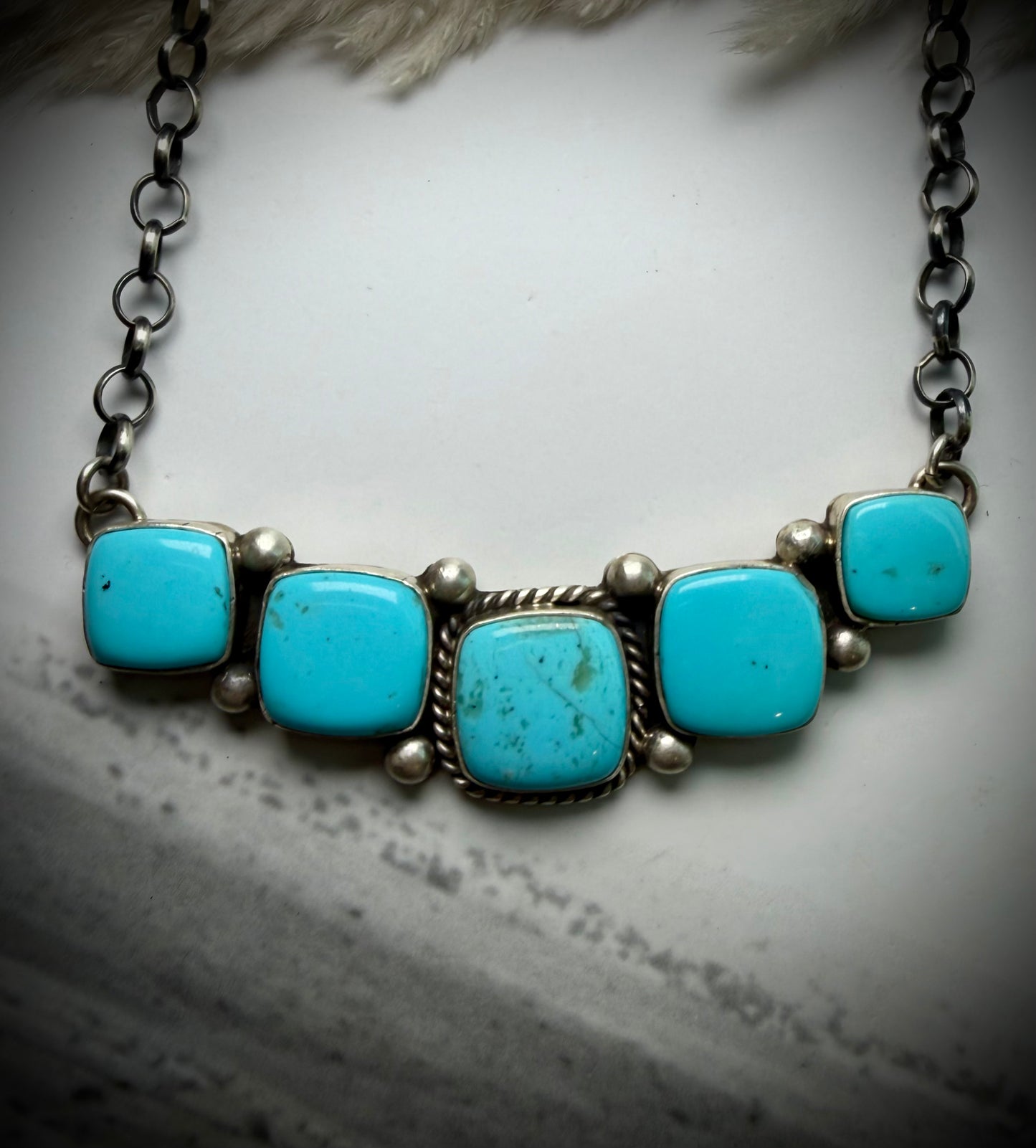 Large Kingman Five Stone Bar Necklace