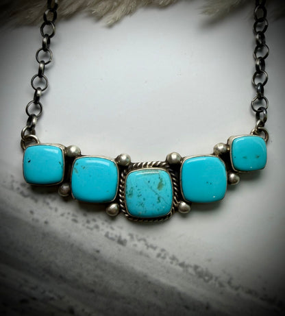 Large Kingman Five Stone Bar Necklace
