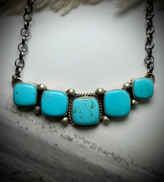 Large Kingman Five Stone Bar Necklace