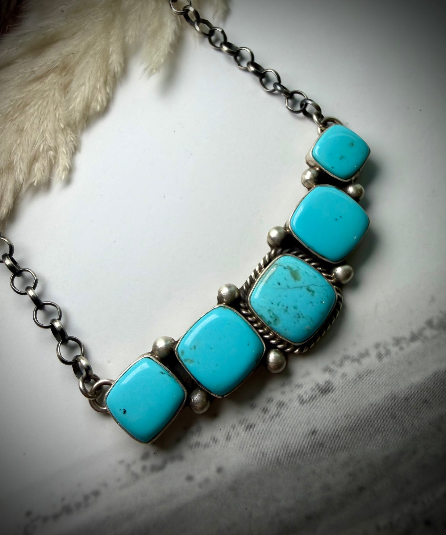Large Kingman Five Stone Bar Necklace