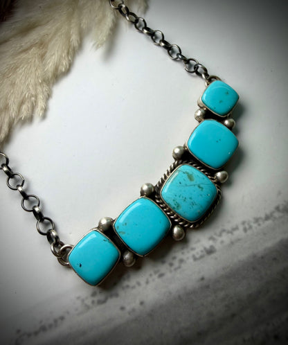 Large Kingman Five Stone Bar Necklace