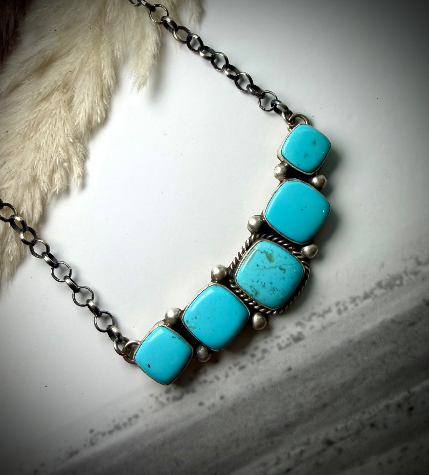 Large Kingman Five Stone Bar Necklace