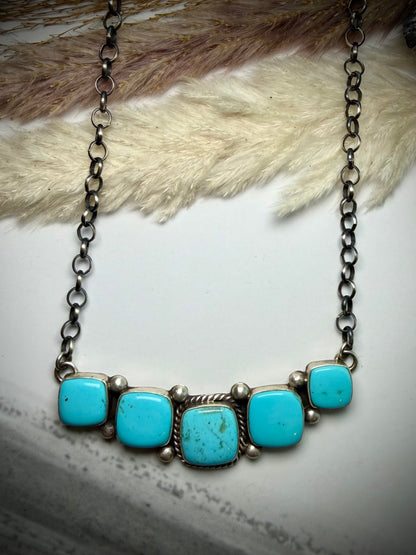 Large Kingman Five Stone Bar Necklace