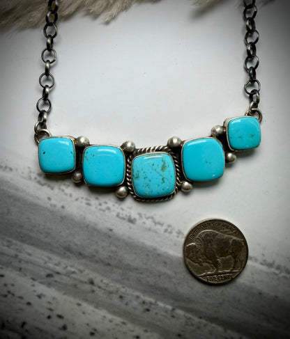 Large Kingman Five Stone Bar Necklace