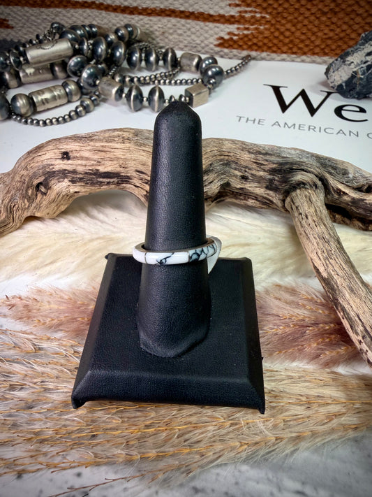 White Buffalo Stacker Ring Size 9