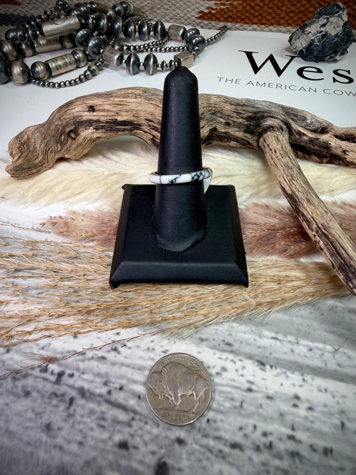 White Buffalo Stacker Ring Size 9