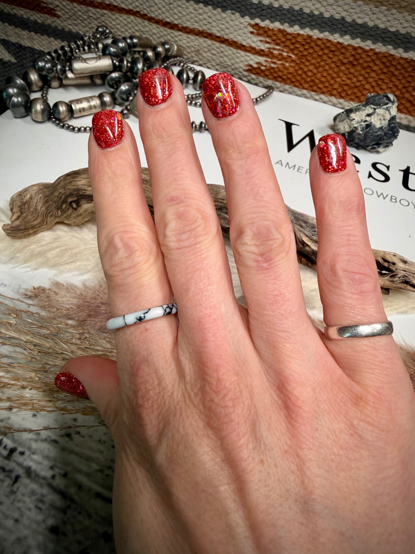 White Buffalo Stacker Ring Size 9