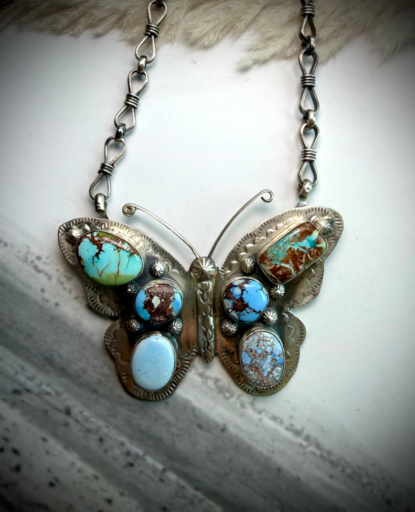 Jeff Largo Turquoise Butterfly Necklace