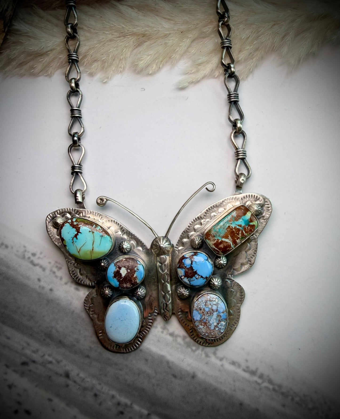Jeff Largo Turquoise Butterfly Necklace
