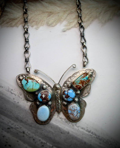 Jeff Largo Turquoise Butterfly Necklace