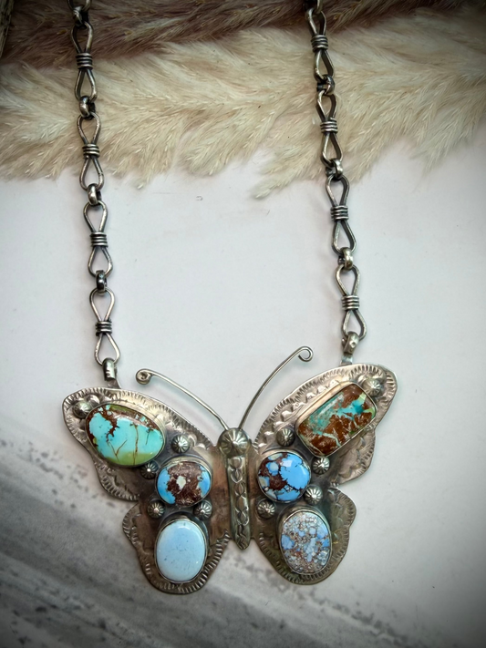 Jeff Largo Turquoise Butterfly Necklace
