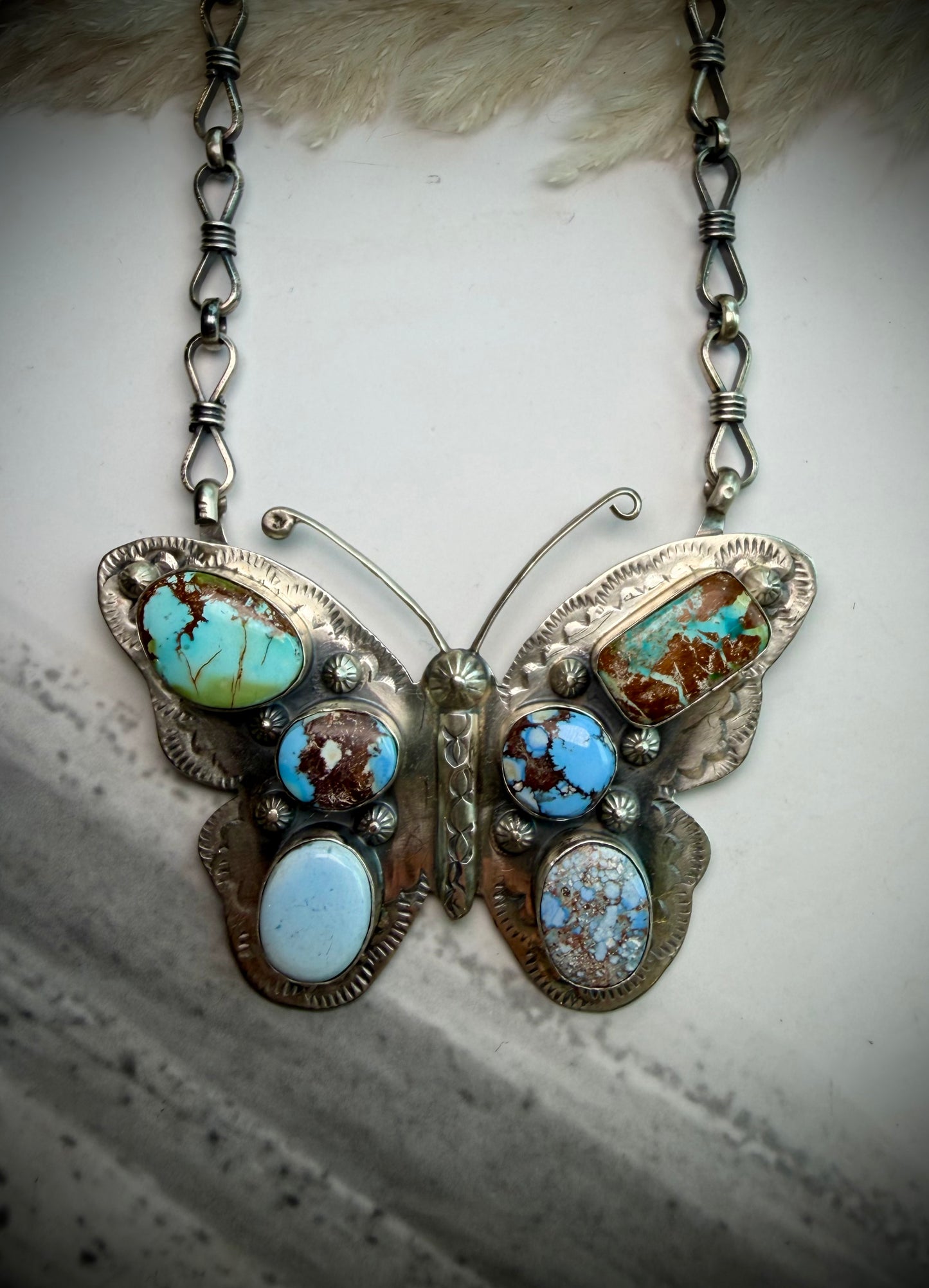 Jeff Largo Turquoise Butterfly Necklace