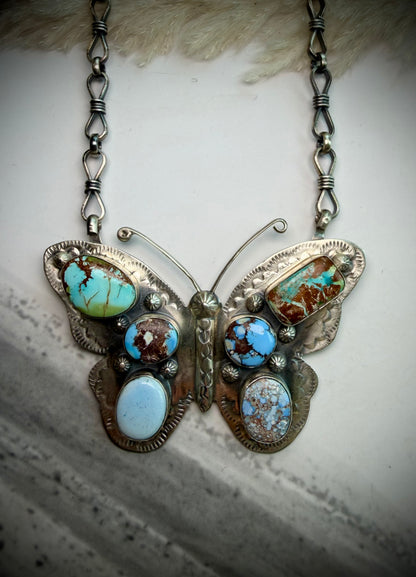 Jeff Largo Turquoise Butterfly Necklace