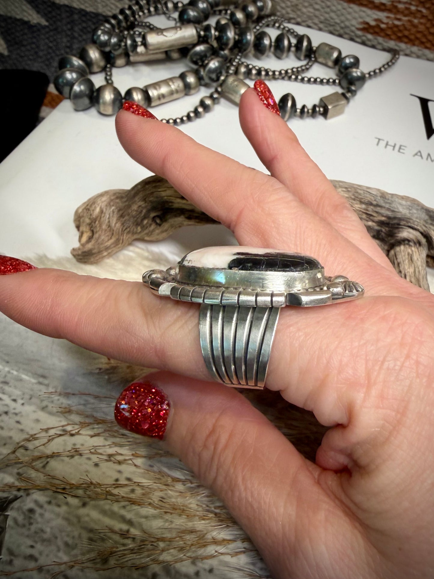 White Buffalo Ring- Adjustable