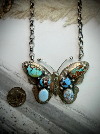 Jeff Largo Turquoise Butterfly Necklace