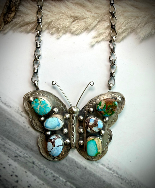 Jeff Largo Turquoise Butterfly Necklace