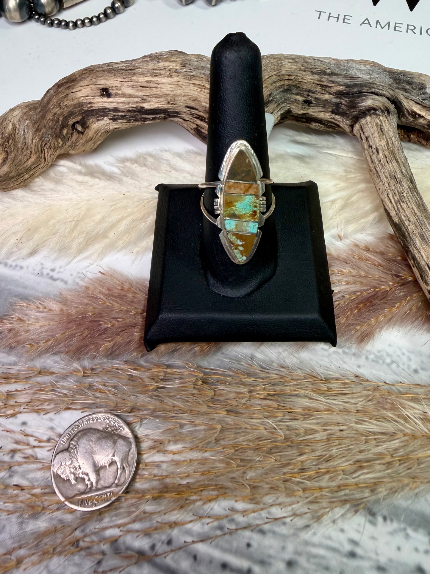 Brandon Etcity Inlay Ring Size 9 1/2