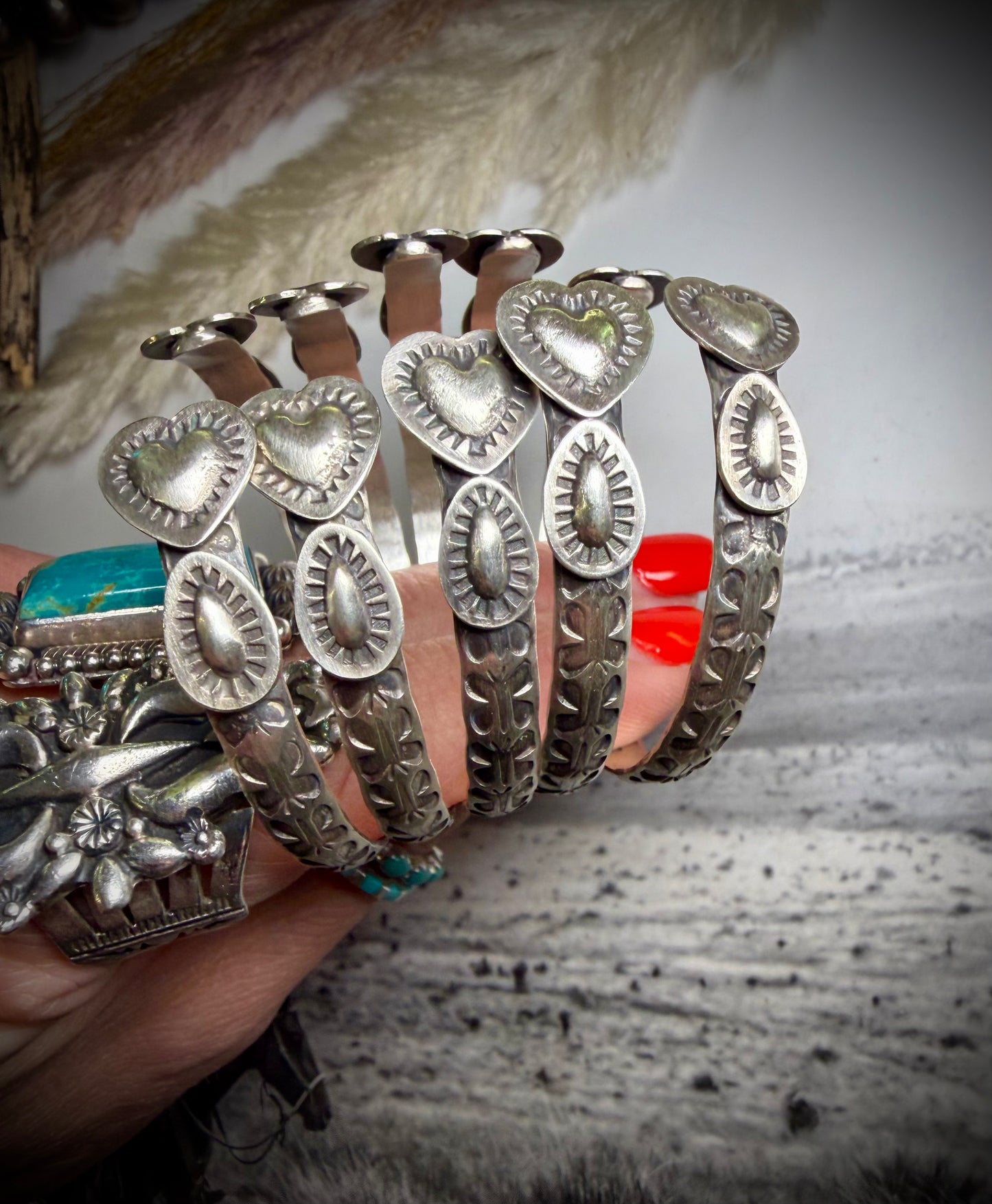 Sterling Heart Cuff by Chris Etsitty- Butterfly Stamp