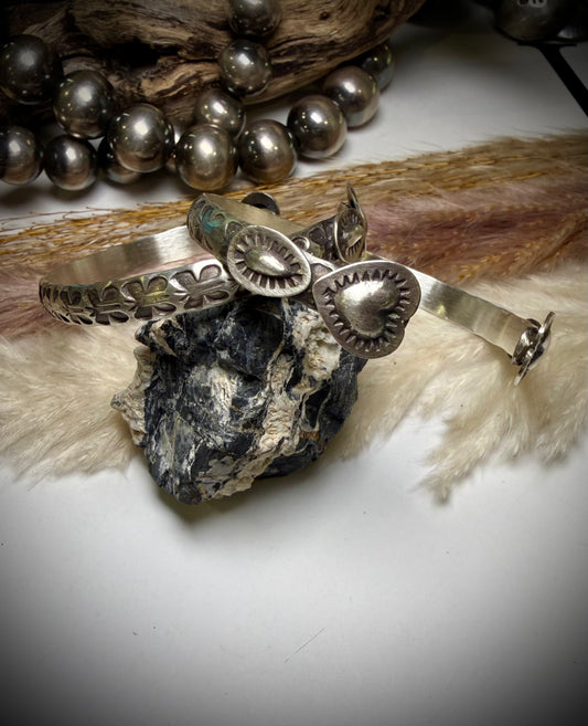 Sterling Heart Cuff by Chris Etsitty- Butterfly Stamp