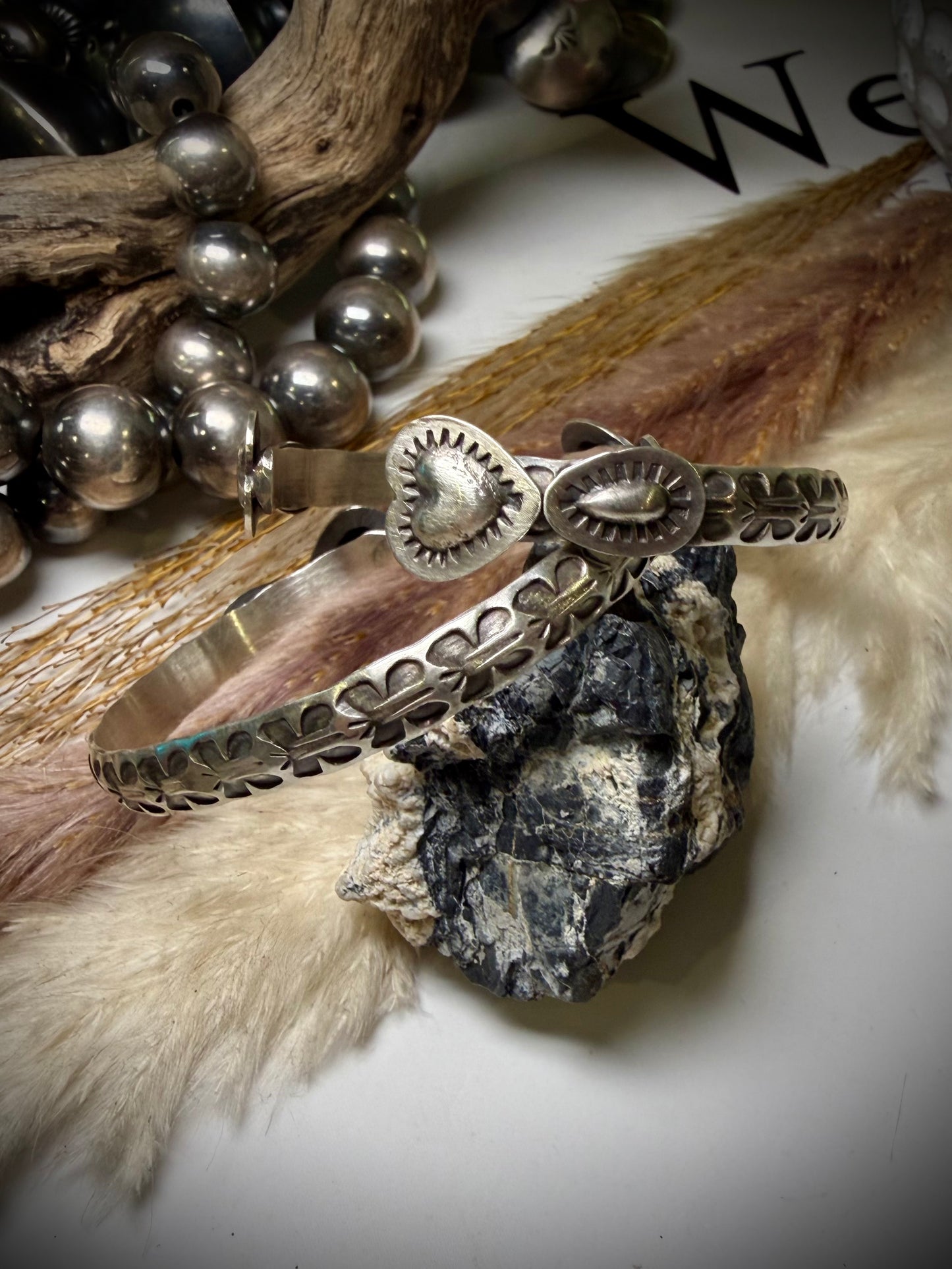 Sterling Heart Cuff by Chris Etsitty- Butterfly Stamp