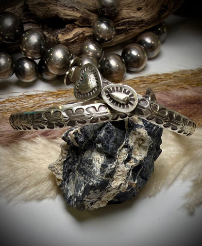 Sterling Heart Cuff by Chris Etsitty- Butterfly Stamp