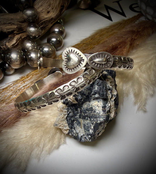 Sterling Heart Cuff by Chris Etsitty- Butterfly Stamp