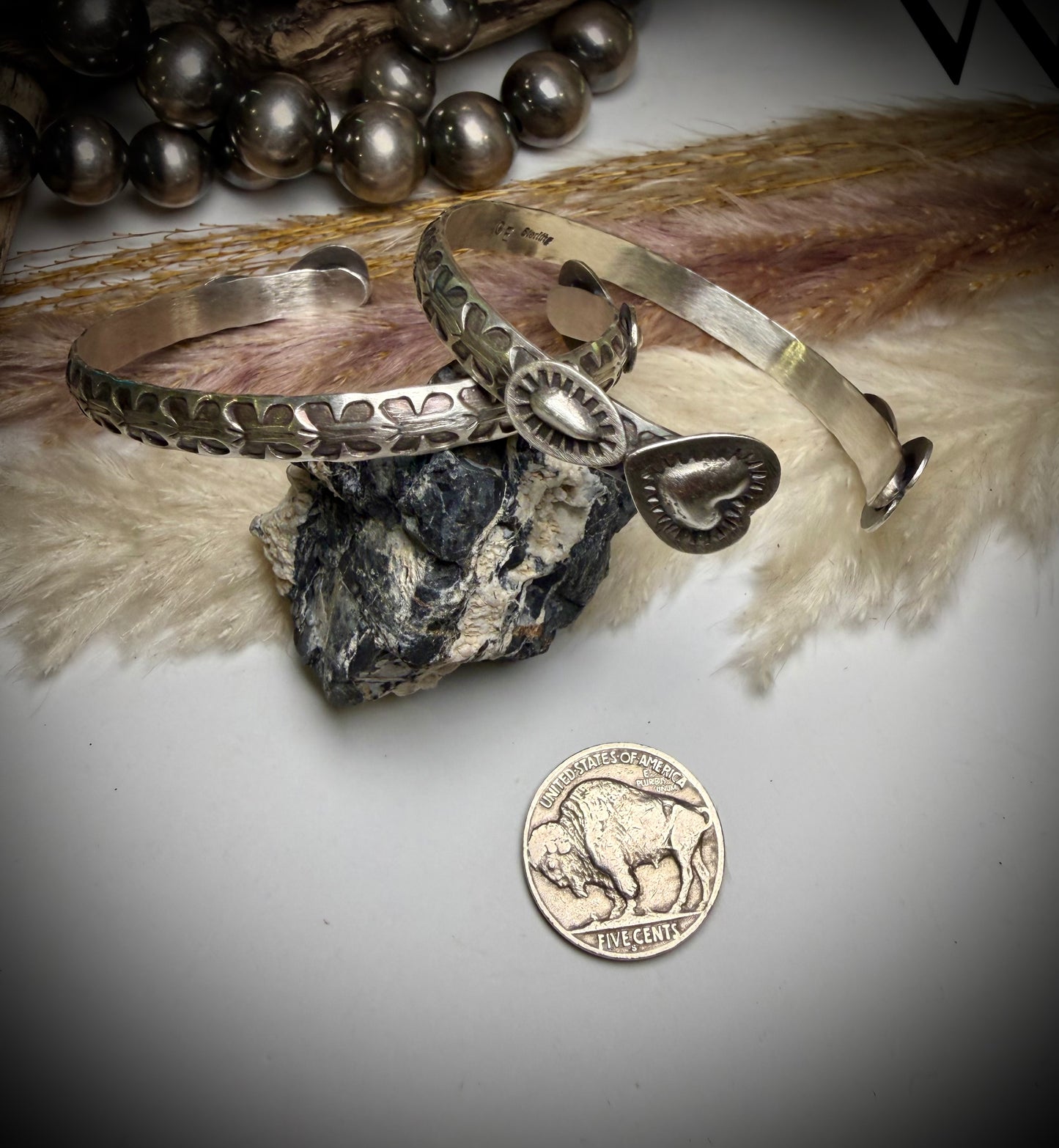 Sterling Heart Cuff by Chris Etsitty- Butterfly Stamp
