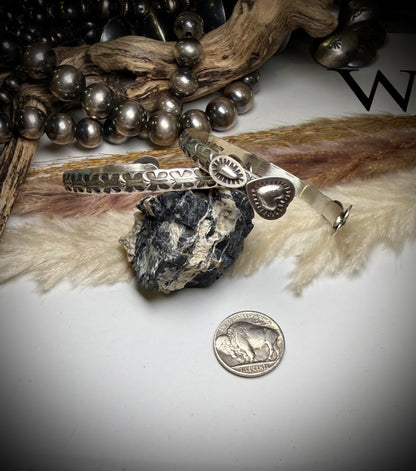 Sterling Heart Cuff by Chris Etsitty- Butterfly Stamp