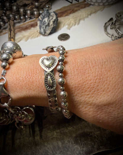 Sterling Heart Cuff by Chris Etsitty- Butterfly Stamp