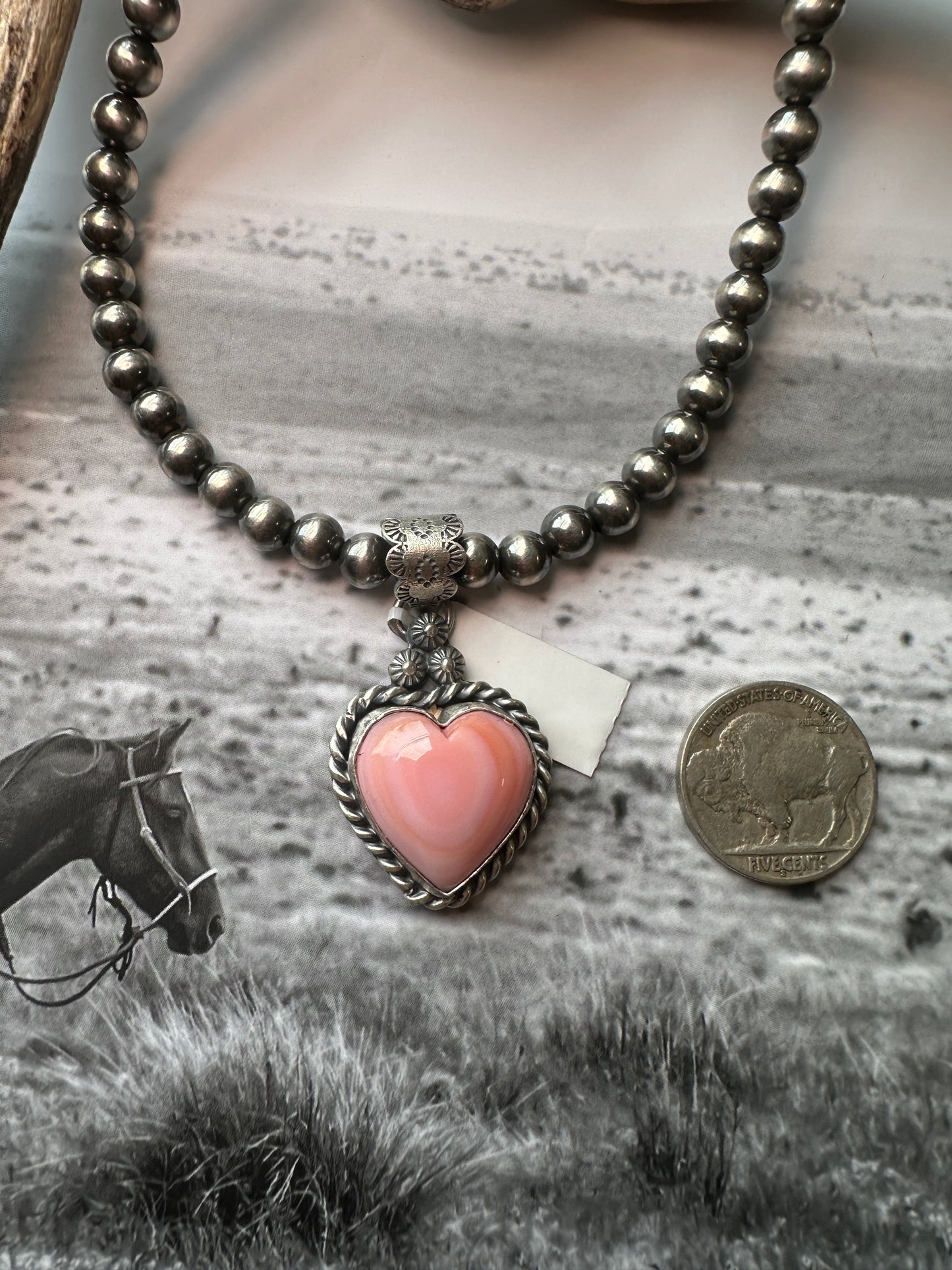 Pink Conch Heart Pendant