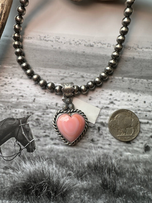 Pink Conch Heart Pendant