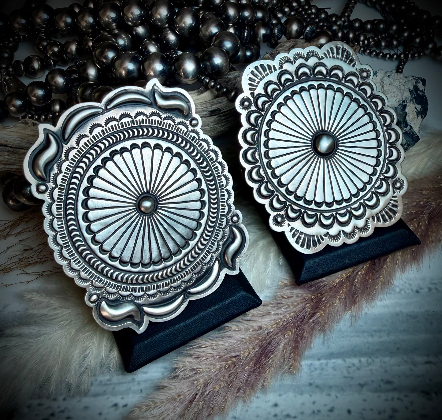 Very Large Leander Tahe Sterling Silver Stamped Rings