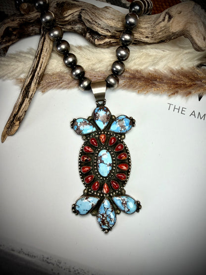 Mego's Vaulted Devin Brown Red Spiny & Golden Hills Pendant
